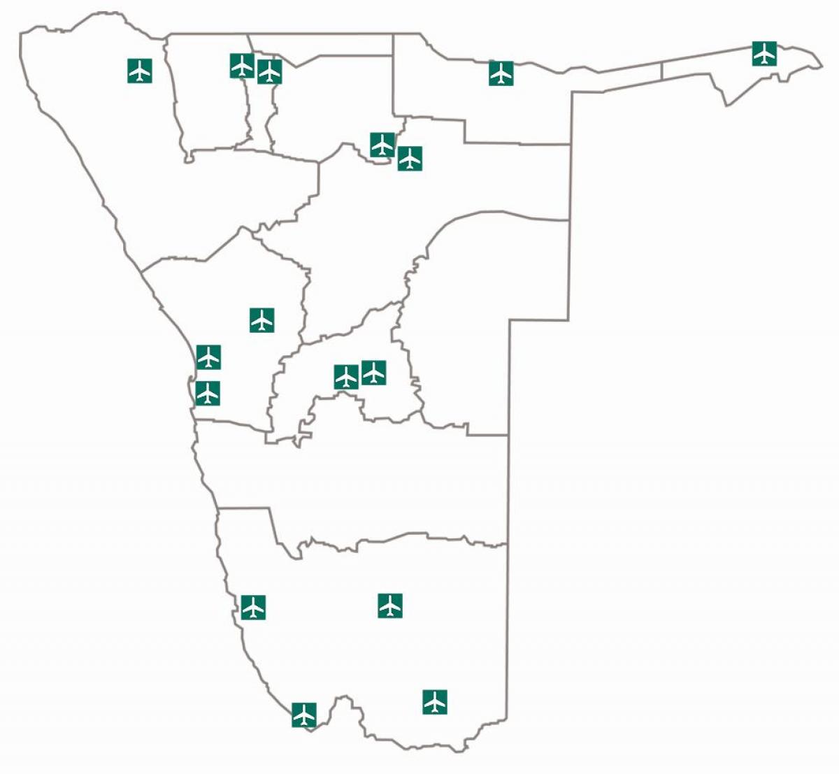La carte des aéroports en Namibie