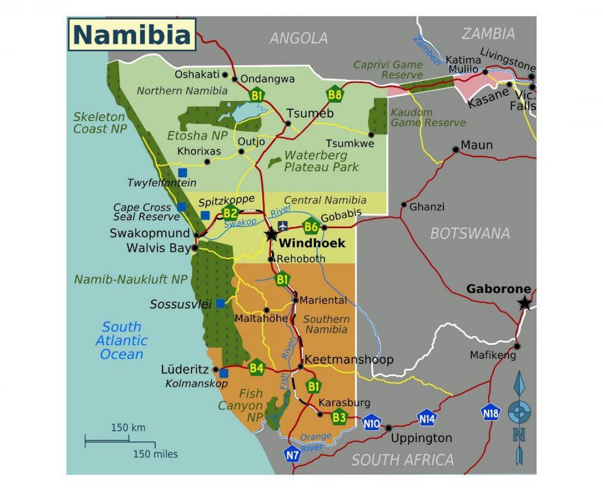 Carte du nord de la Namibie 